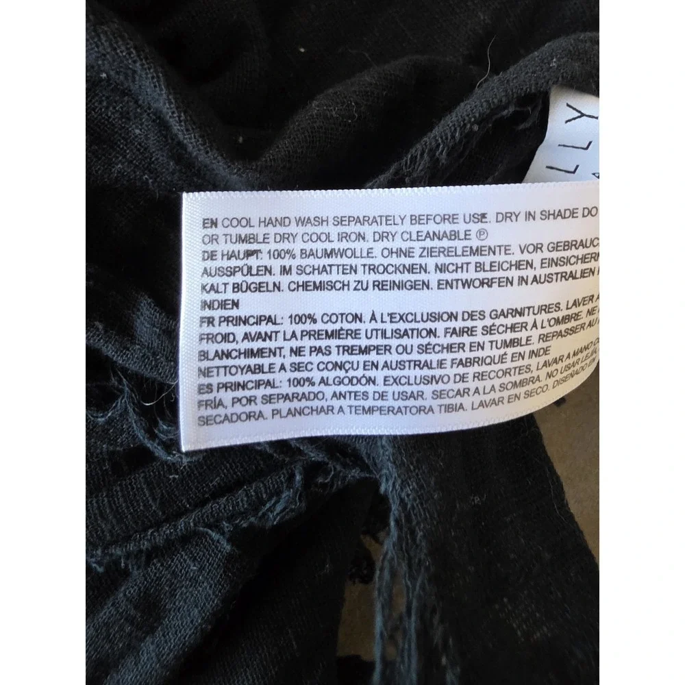 Seafolly Women Black Cotton Scarf One Size Boho Wrap Shawl Stole 62in Bohemian